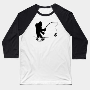 Fishing Bigfoot Baseball T-Shirt